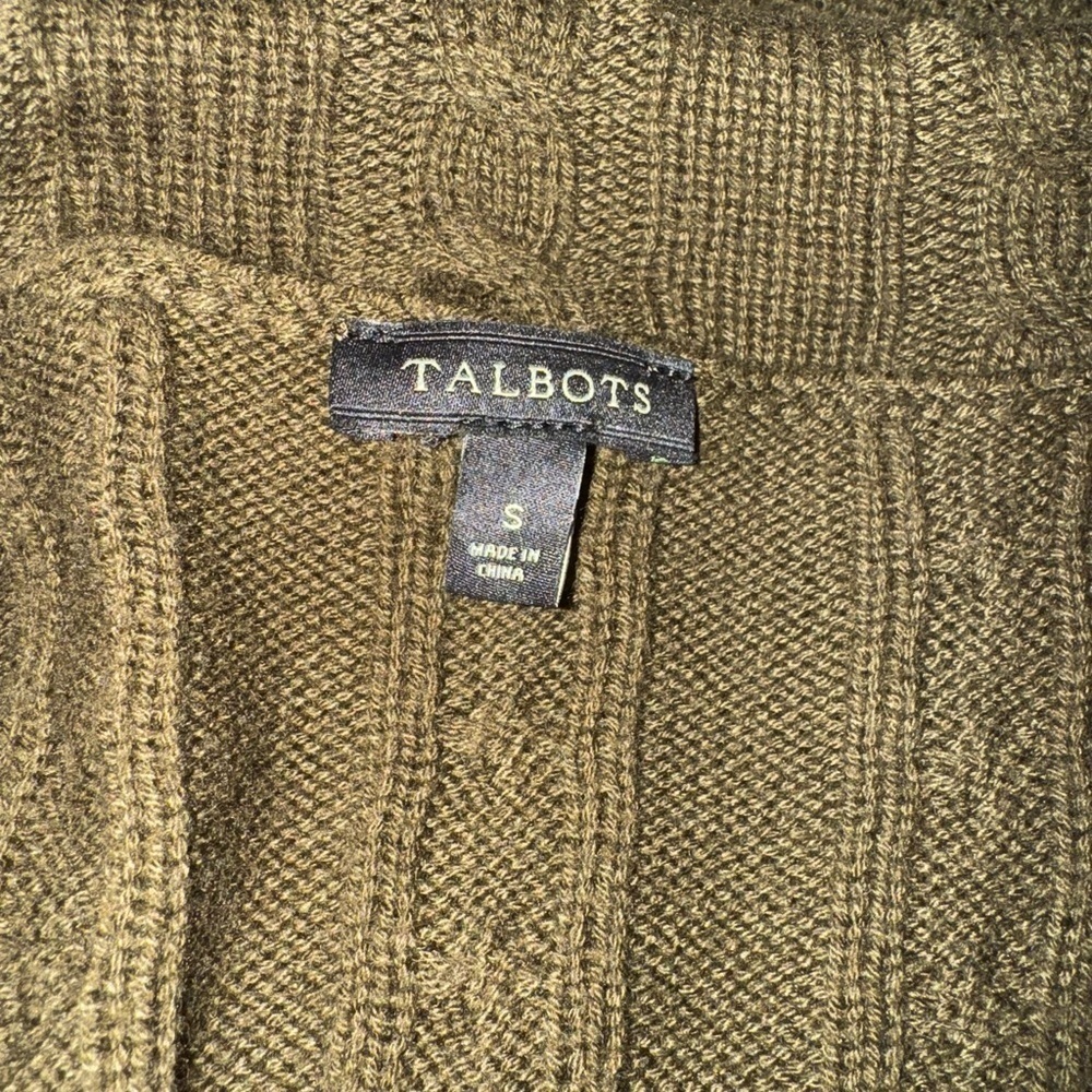 Talbots Army green  Cable Knit Cowl Neck Sweater - Picture 2 of 9